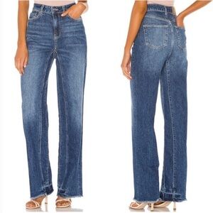 NWT Free People Relaxed Straight Slouch Jeans Denim Dark Wash Blue 26